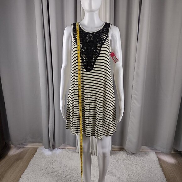 Xhilaration Black & Cream Lightweight Stretchy Striped Tank Top Dress Sz S (NWT) - Picture 5 of 10